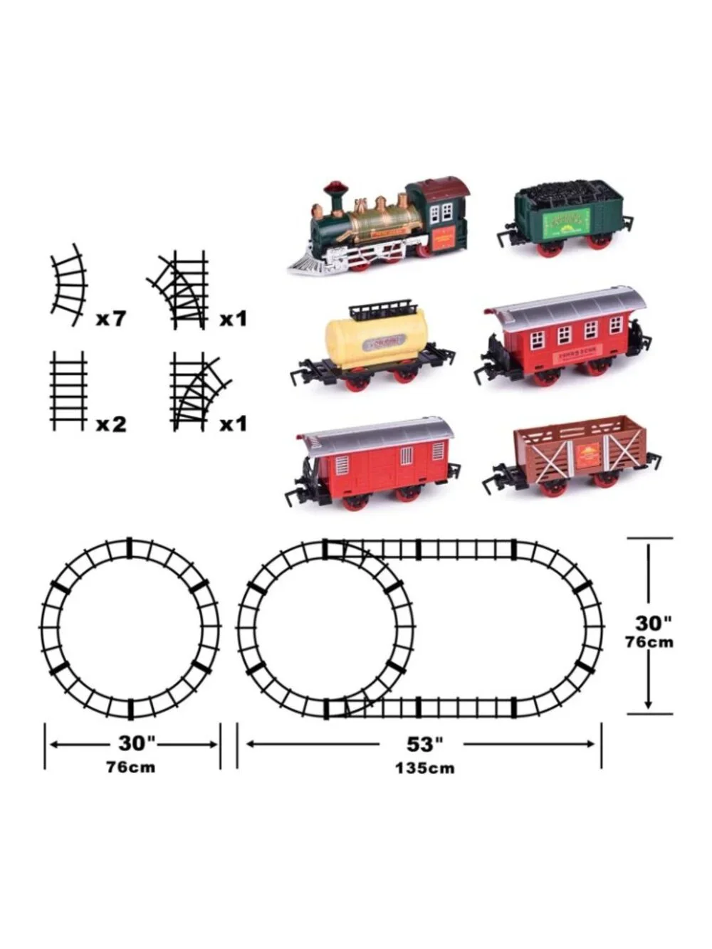 Fun Little Toys Electric Train Set 6 Cars 11 Tracks w/ Lights & Sounds